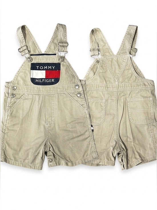 Tommy Hilfiger Other - Rare Vintage Tommy Hilfiger Toddler Big Flag Overalls | 18-24M | Khaki |Like New